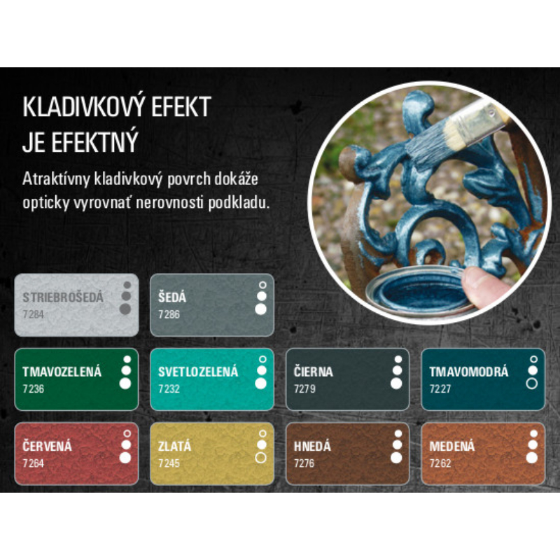 Alkyton 2v1 kladivkový efekt  - Antikorózna farba na kov