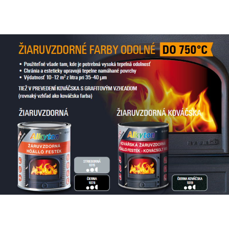 Alkyton žiaruvzdorný do 750°C - farba odolná vysokým teplotám